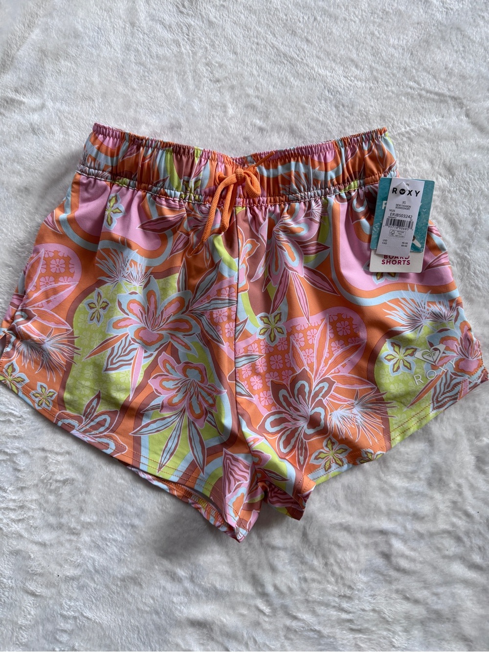 NWT - Roxy Floral Elastic-Waist Shorts in Pink, Orange & Lime Size XS